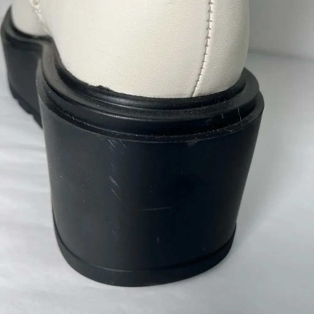 New Bp. Milo White Faux Leather‎ Zip Up Platform Ankle Boots size 7.5 marten
